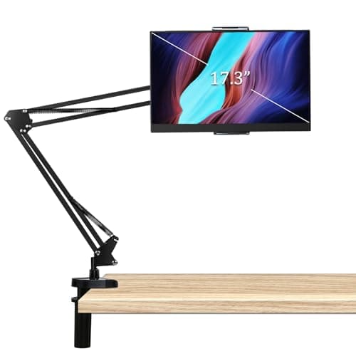 Tablet Arm Stand Mount for 4.7-17.3" Portable Monitor, 360° Adjustable Foldable Phone Holder for Desk, Tablet Stand Compatible with iPad, Samsung Galaxy Tab, SurfacePro, Portable Monitor 15.6/16/17.3"