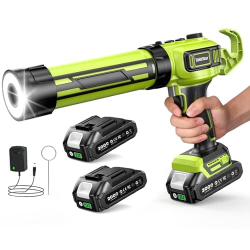 Taskstar Electric Caulking Gun 21V, Upgraded Brushless Cordless Caulking Gun with 2 x 2.0Ah Batteries, 250KG Thrust, LED Light, Anti-Drip,10 OZ Battery Power Caulk Gun Tool for Filling, Sealing