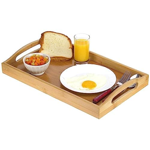 Tray with Large Handles - Bamboo Ottoman Tray, Great for Coffee Table, Couch, Tea, Bar, Breakfast, Dinner, or Any Food - Good for Parties or Bed for Eating (Home It) 6