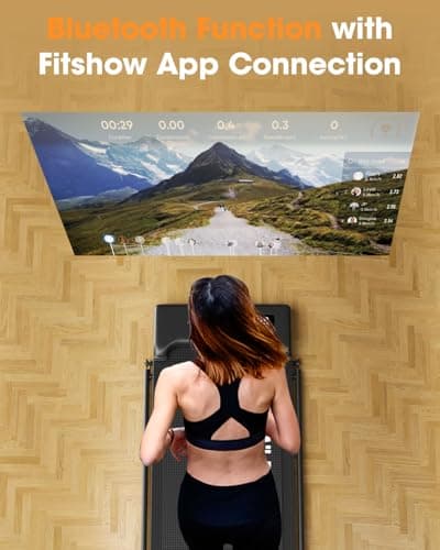 THAILE Walking Pad Treadmill with Handle Bar, 3 in 1 Folding Walking Pad, PortableTreadmill for Home Office with 330lbs Capacity, Bluetooth, App and Remote Control, 4/6mph 5