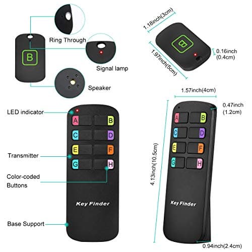 Key Finder Locator Tags, Lost Remote Finder Make Noise, TV Remote Control Finder with Sound 8 Receivers 85DB Beeper LED Light Wireless Item Tracker Locators Find Keys Device for Wallet Pets Gift 6