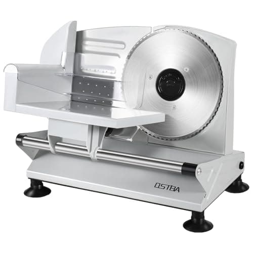 OSTBA Meat Slicer Machine for Home, Electric Deli Food Slicer with Removable 6.7” Stainless Steel Blades, 0-15mm Adjustable Thickness, Easy to Clean, 150W, Ideal for Cold Cuts, Cheese, Bread, Fruit