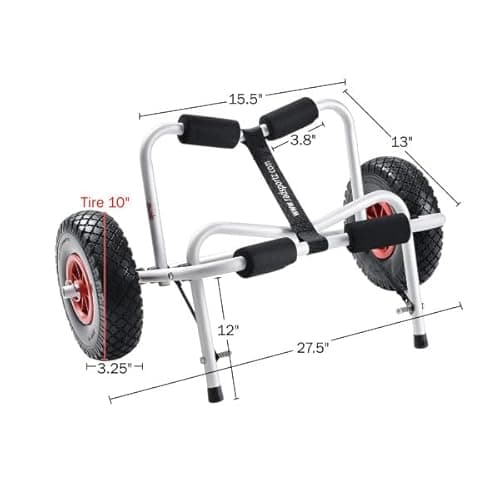 Kayak Cart - Canoe Dolly with Airless Tires, Aluminum Frame, and 140lb Capacity for Transporting Jon Boats, Paddleboards, SUP by Rad Sportz (White) 6