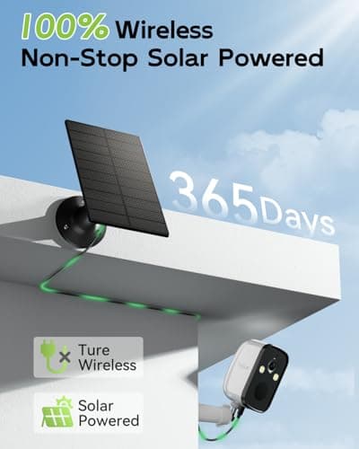 TIEJUS 2K Solar Security Cameras Wireless Outdoor, 2.4G/5G WiFi, Powered by Sun Rechargeable Battery Backup, Color Night Vision, PIR AI Motion Detection,2 Way Talk,IP66,Works with Alexa/Cloud/SD 5
