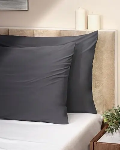 Lavish Comforts® Cooling Pillow Cases for Hot Sleepers – Cool, Ultra-Soft King Pillow Cases for Frizz, Anti Acne Pillow Case, Antimicrobial, Alternative Silk Pillow Cases– King Slate Gray Set of 2 7