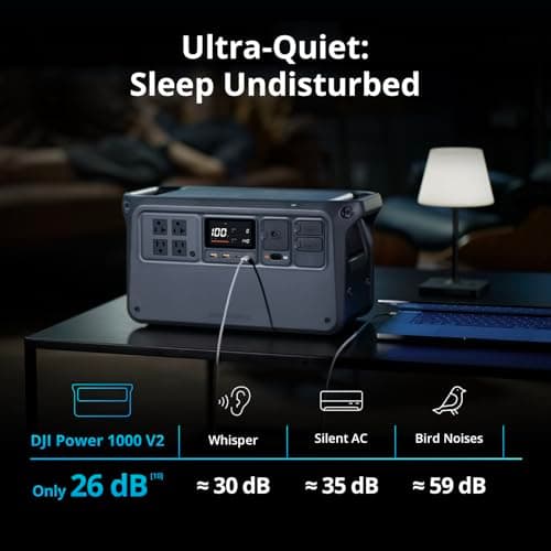 DJI Power 1000 V2 Portable Power Station, 1024Wh LFP Battery, Compact Size, 2600W Stable Output, 0-80% Recharge in 37 Mins, Electric Generator for Home, Camping, RVs, Off-Grid 5