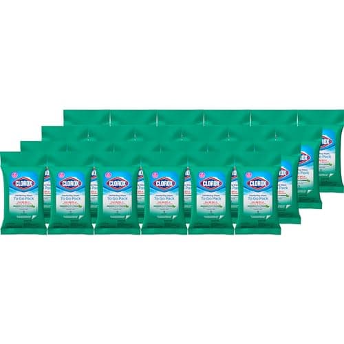 Clorox Disinfecting Wipes To Go Pack, Bleach Free, Fresh Scent, 9 Count, Pack of 24 (Pack May Vary)