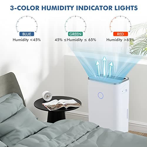 COSTWAY 4000 Sq. Ft Dehumidifier for Basement, 60 Pints Dehumidifier with Drain Hose, 3 Modes, 3-Color Digital Display, 24H Timer, 1.7 Gallon Water Tank, Auto Defrost, Ideal for Home, Large Room 5