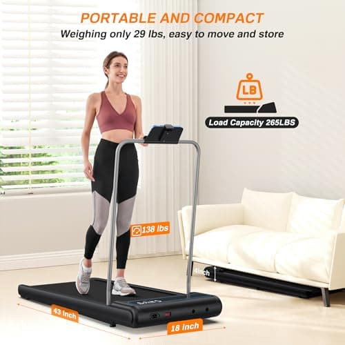 Incline 2 in 1 Under Desk Walking Pad Treadmill for Apartment Office Home,265+ lbs Capacity & Voice Controlled Smart Treadmills 2.5HP Quiet Running Jogging Machine Works with ZWIFT KINOMAP 6