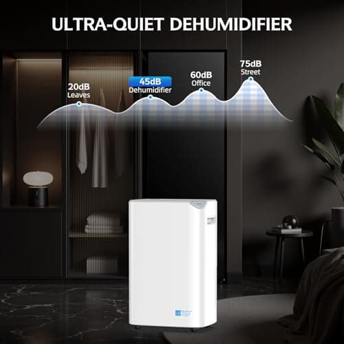 BBianLyy 2500 Sq.Ft Smart Compressor Dehumidifiers for Home, Basement Bedroom,Bathroom, 34 Pints Energy Star, Auto or Manual Drainage, with Drain Hose,Continuous Drainage, Auto Defrost, 24H Timer 8