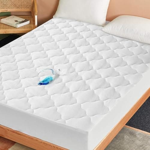Three Quarter Mattress Pad Waterproof Mattress Protector, Quilted RV Short Full Mattress Cover 48x75 Inch, Deep Pocket Mattress Topper Up to 14", White (Cover Only)