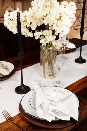 PurpleEssences Set of 12 Hemstitch Cloth Dinner Napkins 100% Cotton - Soft Durable Washable - Ideal for Wedding Spring Easter Summer - Perfect Everyday Use Table Linen 18x18 - White 6