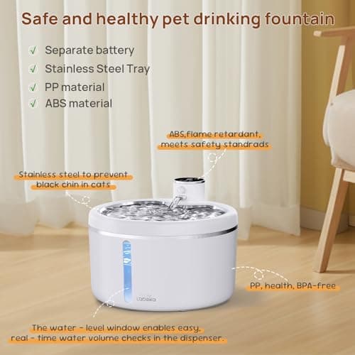 Wireless Cat Water Fountain with Stainless Steel Tray, 102oz/3L Pet Water Fountain for Cats Inside, Cat Fountain for Drinking with Motion Sensor, Ultra Quiet Pump, Cats & Dogs Gifts (2Filters) 9