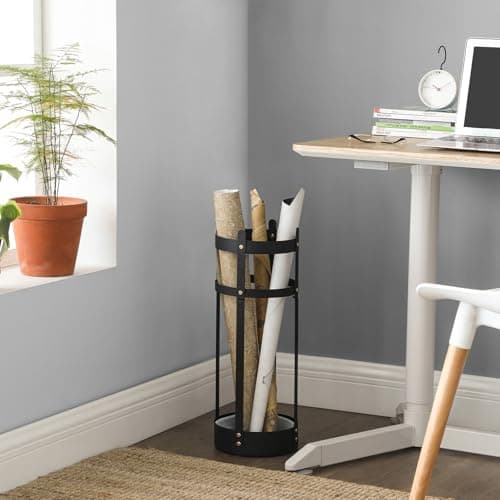 SONGMICS Umbrella Stand, Steel Round Umbrella Holder Rack, 7.7 x 7.7 x 21.7 Inches, with Detachable Drip Tray, for Entryway, Office, Stable, Assembly Required, Matte Black ULUC28BK 5
