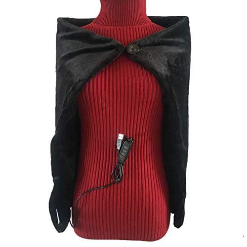CEBUY USB Electric Blanket, Heated Shawl Throws 5V/2A-3 Heating Levels & 3 Hours Auto Off Scarf Neck Shoulder Blanket (Black)
