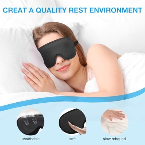 LYSIAN Sleep Eye Mask Men Women-3D Concave Comfortable Cooling Mask Blindfold for Adult Night Sleep Eyes Cover with Foam Ear Plugs for Sleeping, Yoga, Nap, Travel, Black 5
