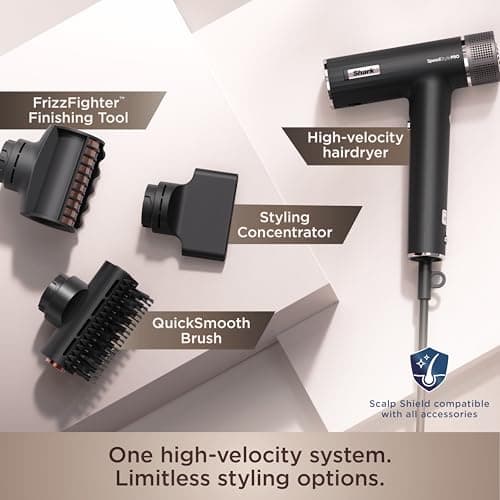 Shark SpeedStyle Pro Professional Performance High-Velocity Hair Dryer System with Scalp Shield and IQ Speed Styling & Drying Suite, Straight and Wavy Hair, Lightweight, Ionic, No Heat Damage, HD731 5