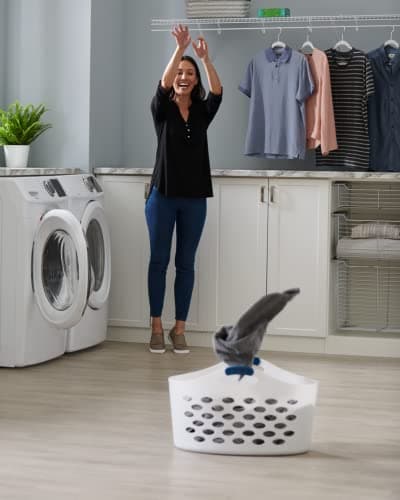 Rubbermaid 1.5 Bushel Capacity Durable Versatile Flex N Carry Portable Flexible Laundry Basket With Convenient Carrying Handles, White, Organization and Storage for Laundry/Garage/Home 9