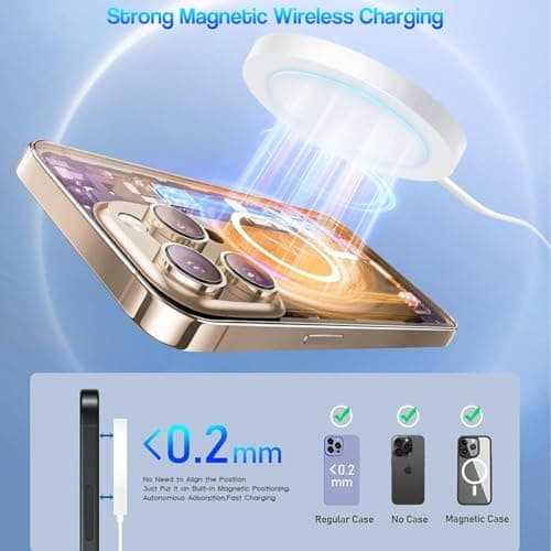 Magnetic Wireless Charger Phone 17 16 15,2Pack 6FT 15W Fast Magnetic Charger with USB C Fast Charging Block Compatible with iPhone 17/17 Air/16/16 Pro/Pro Max/15/14/13/Plus/Pro/Pro Max,AirPods 3/Pro 2 5