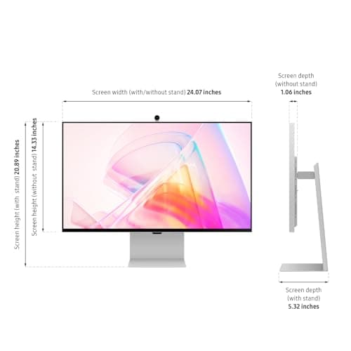 Samsung 27" ViewFinity S9 Series 5K Computer Monitor, Thunderbolt 4, DisplayPort, Matte Display, 4K Slimfit-Camera, Slim Metal Design, AirPlay, Smart-TV Apps, Gaming Hub, LS27C900PANXZA 5