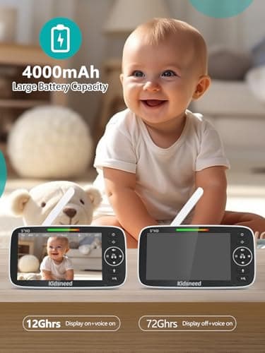 Kidsneed 5" Split Baby Monitor with 2 HD 720P Cameras 8