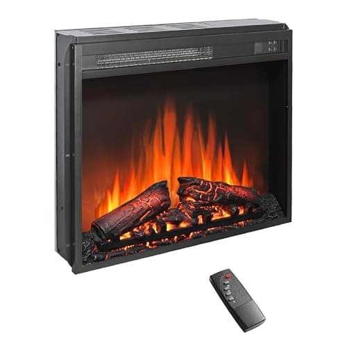 Innoflame 23" Electric Fireplace Insert, Fireplace Heater with Remote, Adjustable 4 Flame Brightness, Log Set, Low Noise, 8H Timer, Overheating Protection, 1400W (23" W X 19 3/4" H)