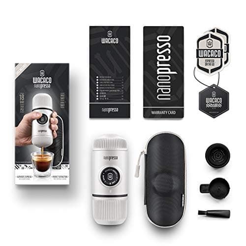WACACO Nanopresso Portable Espresso Maker Bundled with Protective Case, Upgrade Version of Minipresso, Mini Travel Coffee Machine, Perfect for Camping, Travel and Office (New Elements Chill White) 8