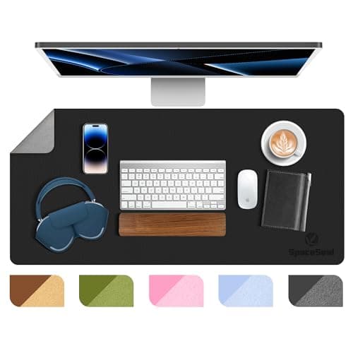 Space Seal® Leather Mouse Pads for Desk (Black 23.6” x 13.8”) - Non Slip PU Leather Desk Mat for Keyboard and Mouse - Elevate Your Workspace with Large Waterproof Computer Desk Mat for Desktop