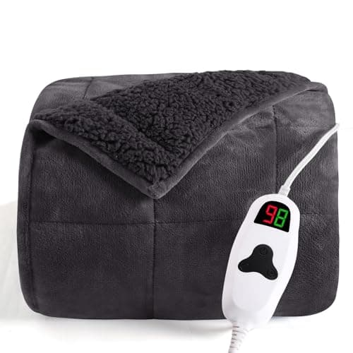 CYMULA Heated Weighted Blanket for Adults, Weighted Heated Blanket 50" x 60", 13lbs Sherpa Fleece Weighted Electric Blanket Soft Heating Blanket with 10 Heating Levels & 1-8 Hours Auto Off, Dark Grey 8