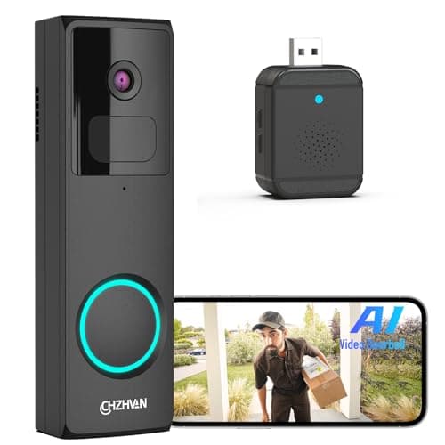 CHZHVAN Doorbell Camera Wireless, FHD Smart Video Doorbell Wireless with AI Analysis, 2.4G Wi-Fi, Battery Powered, Anti Theft, PIR Motion Detection for Apartment Outdoor, Instant Alerts, 2-Way Audio