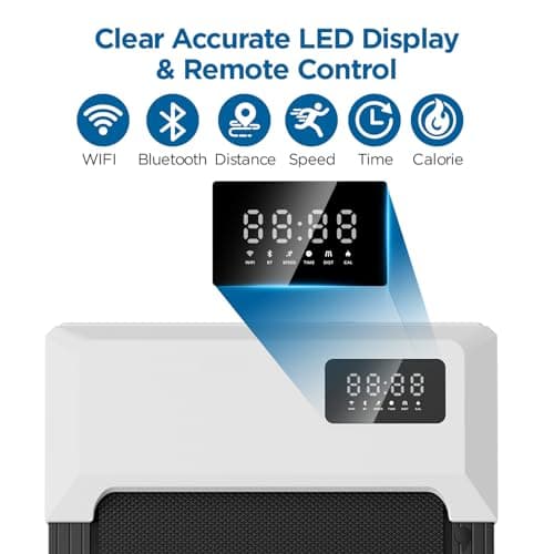 MJWW Walking Pad Treadmill Under Desk，2.5 HP Portable Treadmill for Home and Office，Compact Mini Treadmill，Ultra Quiet with Remote Control and LED Display，300 LBS Capacity, Large, Whtie 7
