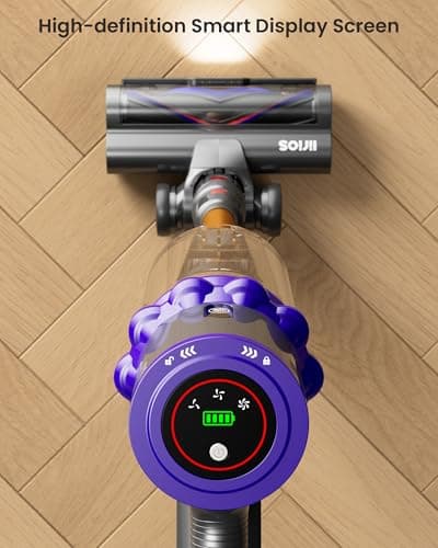 Cordless Vacuum Cleaner,600W 50KPA 65Mins Self-Standing Vacuum Cleaners for Home, Stick Vacuum Cordless with Wall Mount Charging, LED Display, Upgraded Roller Brush for Carpet,Pet Hair,Hardwood Floor 6