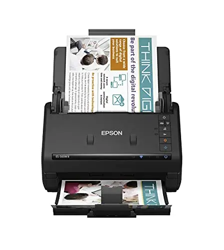 Epson Workforce ES-500W II Wireless Color Duplex Desktop Document Scanner for PCand Mac with Auto Feeder (ADF), Scan from Smartphone or Tablet