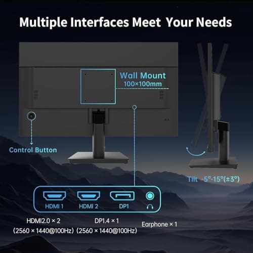 KTC 27 Inch QHD(2560 * 1440) 100Hz Computer Monitor - IPS Panel, Anti-Blue Light Screen, 100% High Color Gamut, 123% sRGB, Support FreeSync and GSync, PC Monitor for Casual Gaming and Working 7