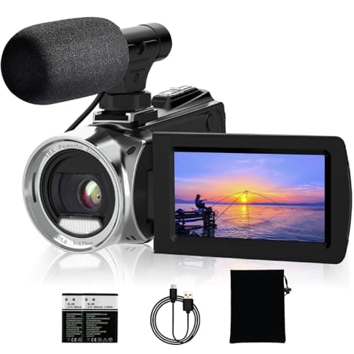 Video Camera Camcorder 4K 48MP Digital Vlogging Camera for YouTube 18X Digital Zoom 270°Rotation 3.0" LCD Screen Video Recorder for Kids, Teens,Students, Beginners, Elders with Microphone &2 Batteries