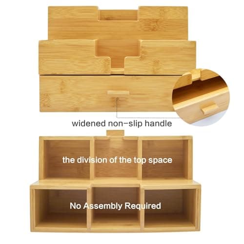 Charmlife Bamboo Desk Organizer - Makeup & Pen Storage with Drawer & Pencil Holder for Office Organization 5