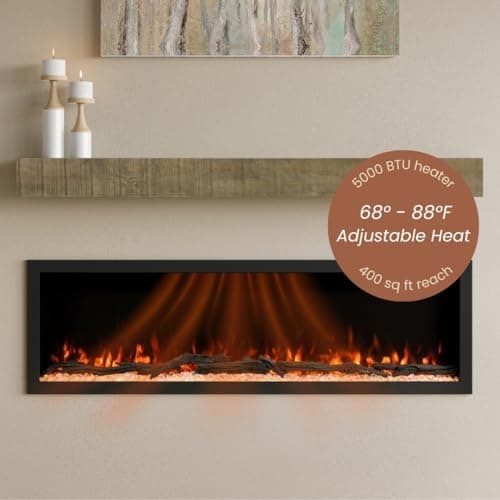 Modern Ember Highmark 60 Inch Smart Linear Electric Fireplace - Premium Flame with 10 Colors, Sleek Hidden Vent Design, Install Recessed in-Wall or Wall-Mount, WiFi Enabled. 9