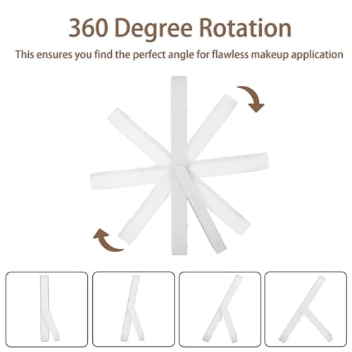 Hasipu Vanity Mirror with Lights, 14" x 10" LED Makeup Mirror, 3 Modes Light, Smart Touch Control Dimmable, 360°Rotation, Rectangle White Frame, with 5X Magnifying Glass 9