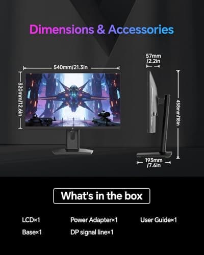 KTC 24 Inch Gaming Monitor 180Hz - 2K 1440P Computer Monitors, Fast IPS Monitor with HDR 400, Adaptive Sync, Up to 185Hz, HDMI 2.0 & Display Port 1.4, Height Adjustable, Vesa Mount, H24T7 8