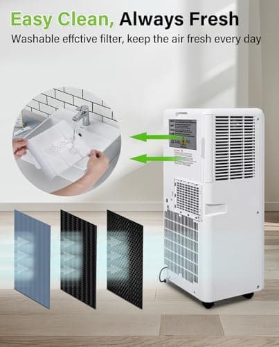 Hykolity 10,000 BTU WiFi Enabled Portable Air Conditioner with 2-Speed Fan & Dehumidifier, 4-in-1 Window Kit Smart AC Unit with 24H Timer for Living Room, Bedroom, Home, Up to 450 Sq.Ft 6