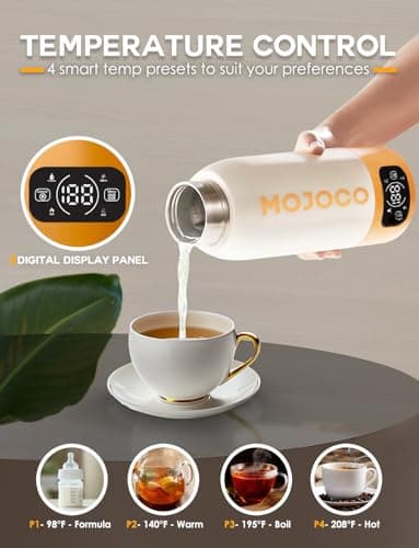 Mojoco Portable Travel Kettle - 20oz Double Wall Vacuum Insulated Stainless Steel Kettle for Coffee, Tea - Leak Proof Portable Small Water Boiler for RV, Camping 4
