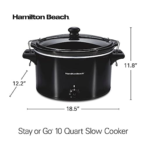 Hamilton Beach Slow Cooker, Extra Large 10 Quart, Stay or Go Portable With Lid Lock, Dishwasher Safe Crock, Black (33195) 8