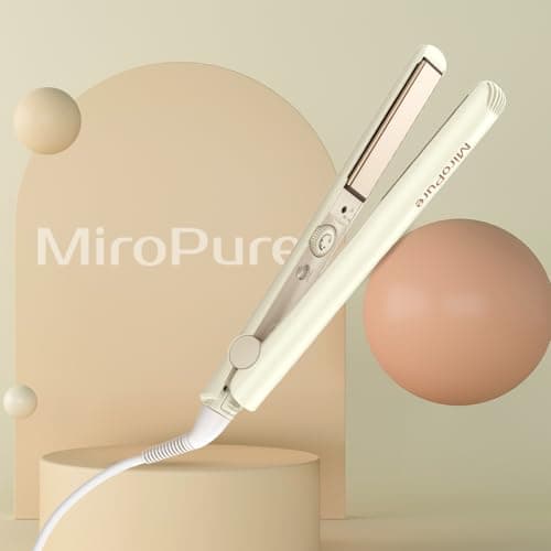 MiroPure 1 Inch Flat Iron, Hair Straightener with 30S Fast Heating & 60min Auto Shut-Off, Hair Straightener and Curler 2 in 1 with 3D Ceramic Floating Plates, Beige 7