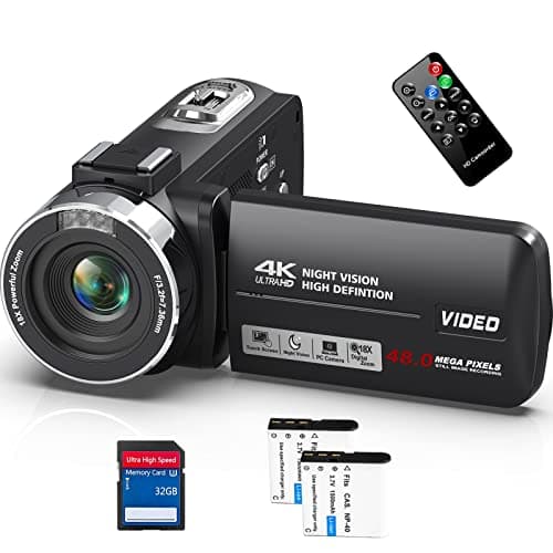 Delmodes 4K 48MP Video Camera Camcorder 18X Digital Video Camera