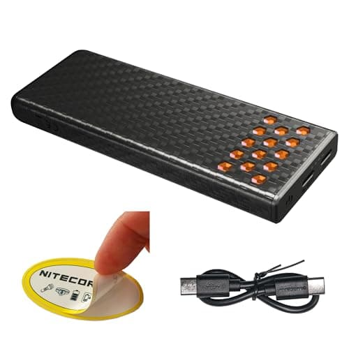 Nitecore Carbo 10000 Gen2 10000mAh Power Bank, 30W Fast Charging Ultra-Light Carbon Fiber, Dual USB-C, IPX8 Waterproof, Impact Resistant, Professional Outdoor Travel Battery Pack (Orange)