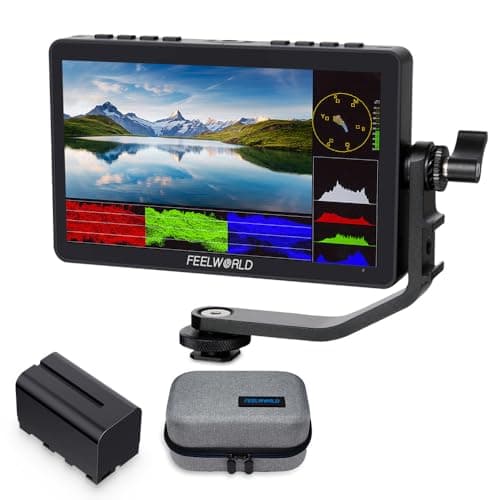 FEELWORLD F5 Pro V4 6 Inch Touch Screen DSLR Camera Field Monitor with F750 4400mAh Battery and Bag, Waveform LUT F970 External Kit Install and Power Kit 1920x1080 4K HDMI in Out 5V Type-c Input