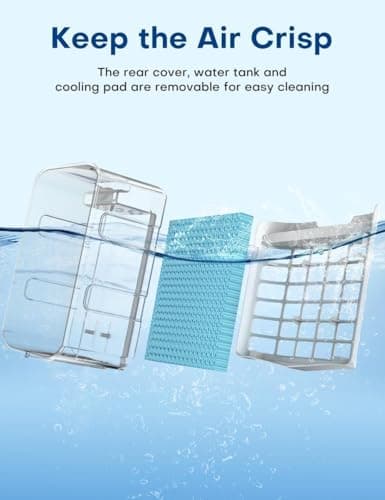 CENSTECH 4-IN-1 Portable Air Conditioners, Evaporative Air Cooler w/4 Modes & 3 Speeds, 15H Timer for Smart Auto-off, 2-Gal Tank for 20H Cooling,17FT Remote,No Hose Needed,120°Oscillating Swamp Cooler 8