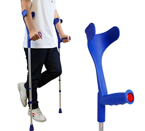 PEPE Mobility Forearm Crutches for Adults (x2 Units) Open Cuff, Adjustable Height, Aluminium, Lightweight Elbow Crutches, Blue, Made in Europe