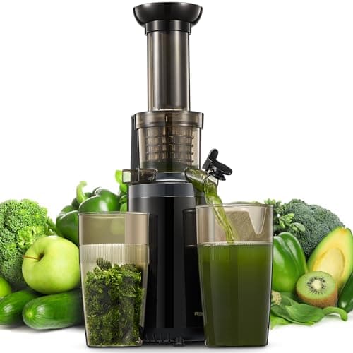 Masticating Juicer Machines, Reemix Cold Press juicer Machine Compact Size, Juice Extractor, Nutrient and Vitamin Dense, BPA-Free Tritan, Easy to Clean (Black), SG-120W-2021