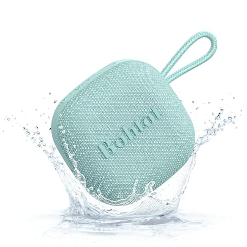 Bobtot Portable Bluetooth Speaker Wireless, IPX7 Small Shower Waterproof Speaker, 16H Playing Time, Loud and Stereo Sound with Bass, TWS Pairing for Camping, Travel, Cyan